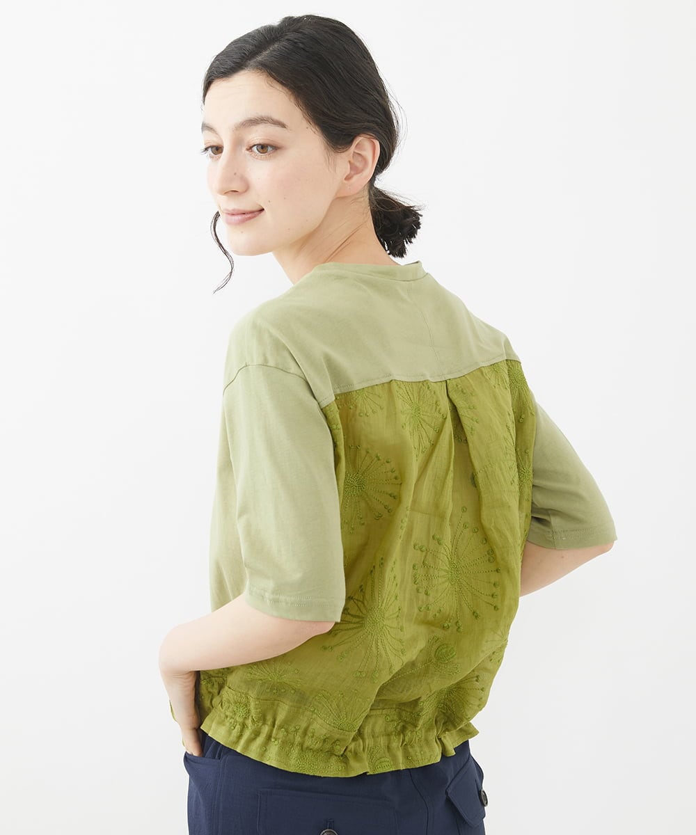NHKHW06230 GIANNI LO GIUDICE(小さいサイズ)(メゾン ドゥ サンク) ウォッシャブルリネンカットソー グリーン
