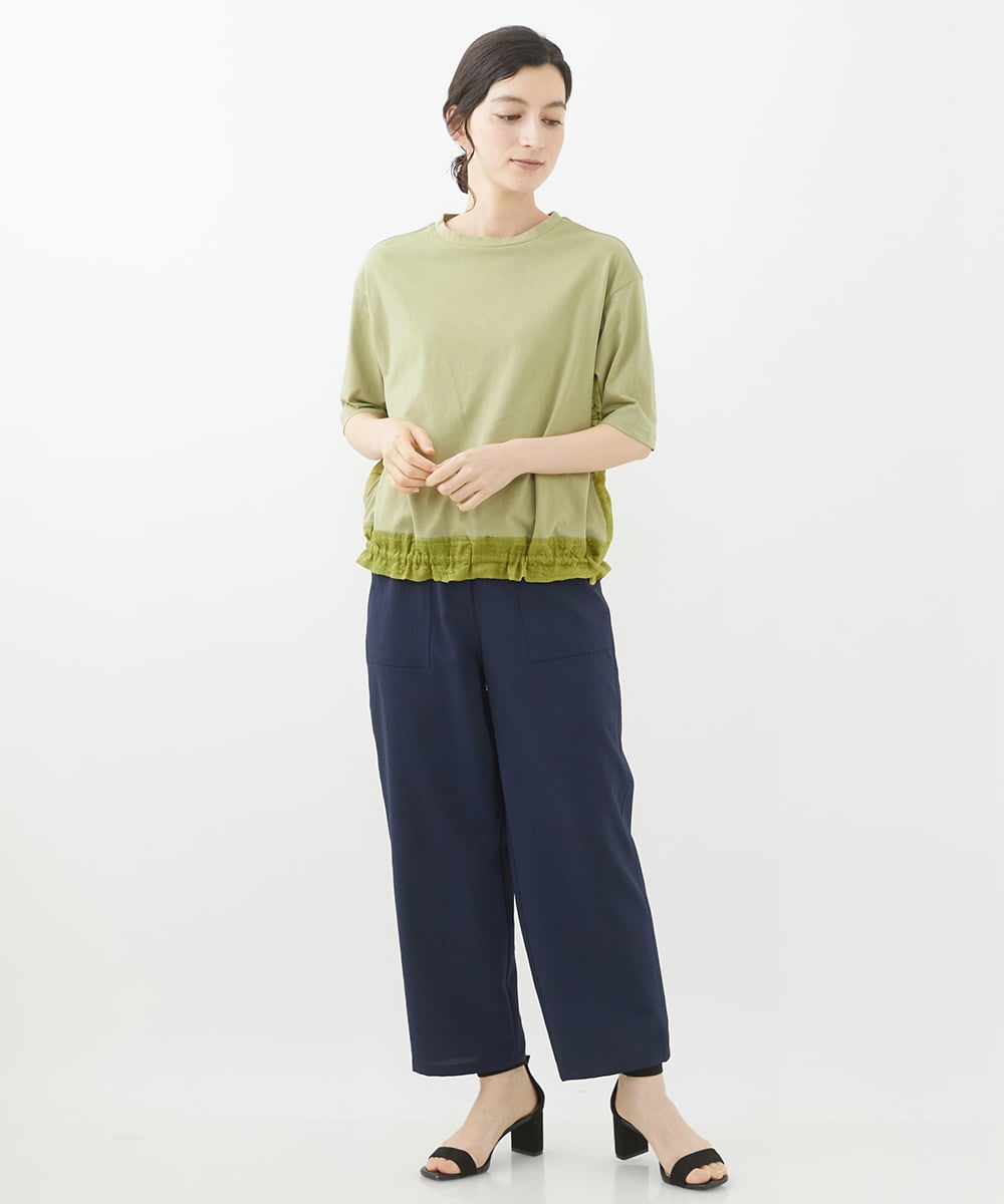 NHKHW06230 GIANNI LO GIUDICE(小さいサイズ)(メゾン ドゥ サンク) ウォッシャブルリネンカットソー グリーン