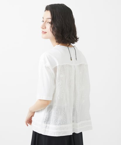 ウォッシャブルリネン刺繍半袖ブラウス(ブラウス・シャツ) | GIANNI LO 