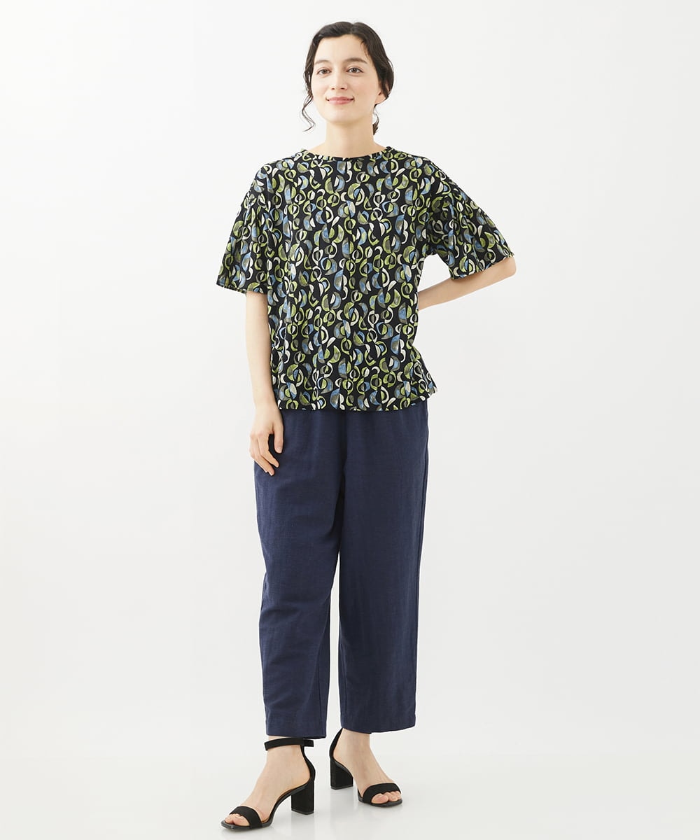 NHKHW23220 GIANNI LO GIUDICE(小さいサイズ)(メゾン ドゥ サンク) [日本製]クレセントプリントカットソー ホワイト系