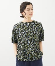 NHKHW23220 GIANNI LO GIUDICE(小さいサイズ)(メゾン ドゥ サンク) [日本製]クレセントプリントカットソー ブラック系