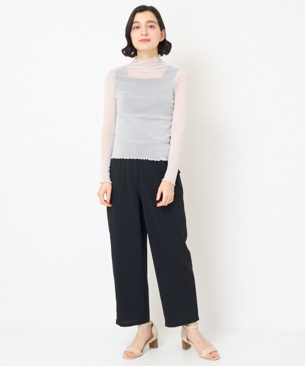 NHKHX90090 GIANNI LO GIUDICE(小さいサイズ)(メゾン ドゥ サンク) [日本製]ナイロンチュールハイネックカットソー ライトグレー