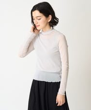 NHKHX90090 GIANNI LO GIUDICE(小さいサイズ)(メゾン ドゥ サンク) [日本製]ナイロンチュールハイネックカットソー ライトグレー