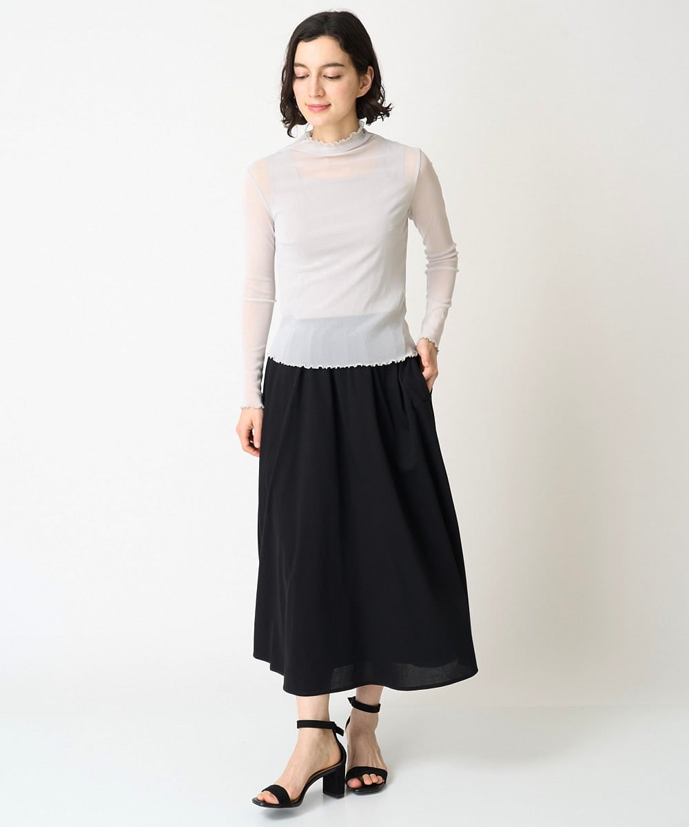 NHKHX90090 GIANNI LO GIUDICE(小さいサイズ)(メゾン ドゥ サンク) [日本製]ナイロンチュールハイネックカットソー ライトグレー
