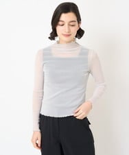 NHKHX90090 GIANNI LO GIUDICE(小さいサイズ)(メゾン ドゥ サンク) [日本製]ナイロンチュールハイネックカットソー ライトグレー