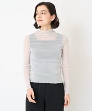 NHKHX90090 GIANNI LO GIUDICE(小さいサイズ)(メゾン ドゥ サンク) [日本製]ナイロンチュールハイネックカットソー ライトグレー