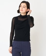 NHKHX90090 GIANNI LO GIUDICE(小さいサイズ)(メゾン ドゥ サンク) [日本製]ナイロンチュールハイネックカットソー ライトグレー