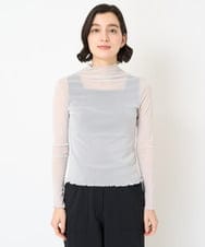 NHKHX90090 GIANNI LO GIUDICE(小さいサイズ)(メゾン ドゥ サンク) [日本製]ナイロンチュールハイネックカットソー ライトグレー