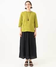 NHKJD11160 GIANNI LO GIUDICE(小さいサイズ)(メゾン ドゥ サンク) [日本製]キャッチワッシャージャカードプルオーバー イエロー
