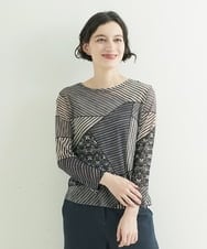 NHKJQ02220 GIANNI LO GIUDICE(小さいサイズ)(メゾン ドゥ サンク) パッチワークプリントカットソー ブルーグリーン系