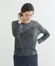 NHKJQ02220 GIANNI LO GIUDICE(小さいサイズ)(メゾン ドゥ サンク) パッチワークプリントカットソー ブルーグリーン系