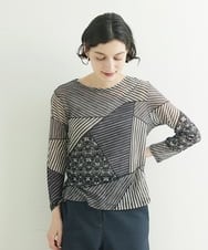 NHKJQ02220 GIANNI LO GIUDICE(小さいサイズ)(メゾン ドゥ サンク) パッチワークプリントカットソー ブルーグリーン系