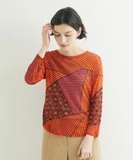 NHKJQ02220 GIANNI LO GIUDICE(小さいサイズ)(メゾン ドゥ サンク) パッチワークプリントカットソー ブルーグリーン系