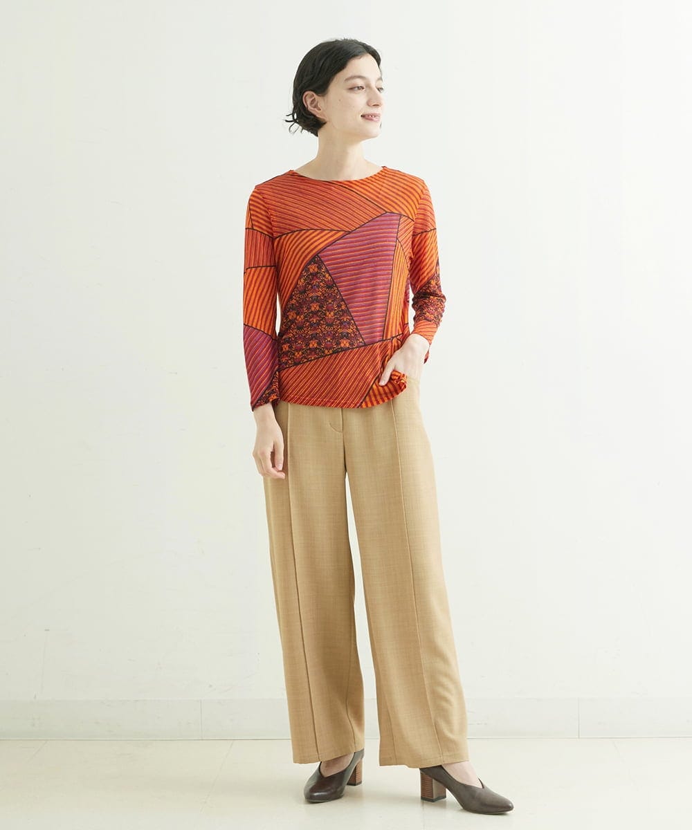 NHKJQ02220 GIANNI LO GIUDICE(小さいサイズ)(メゾン ドゥ サンク) パッチワークプリントカットソー ブルーグリーン系