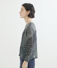 NHKJQ02220 GIANNI LO GIUDICE(小さいサイズ)(メゾン ドゥ サンク) パッチワークプリントカットソー ブルーグリーン系