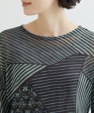 NHKJQ02220 GIANNI LO GIUDICE(小さいサイズ)(メゾン ドゥ サンク) パッチワークプリントカットソー ブルーグリーン系
