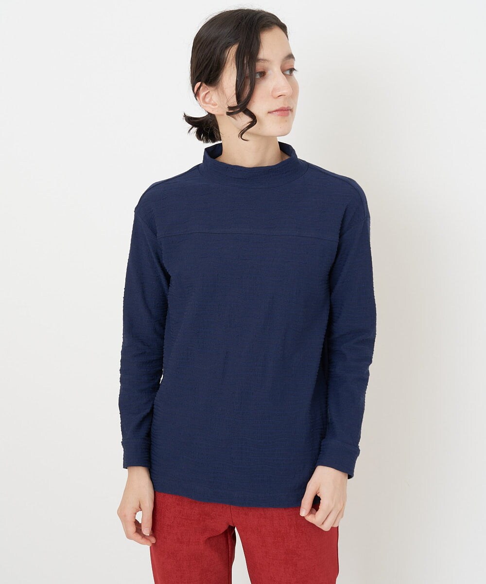NHKJS12190 GIANNI LO GIUDICE(小さいサイズ)(メゾン ドゥ サンク) [日本製]イレギュラードットピンタックカットソー ネイビー