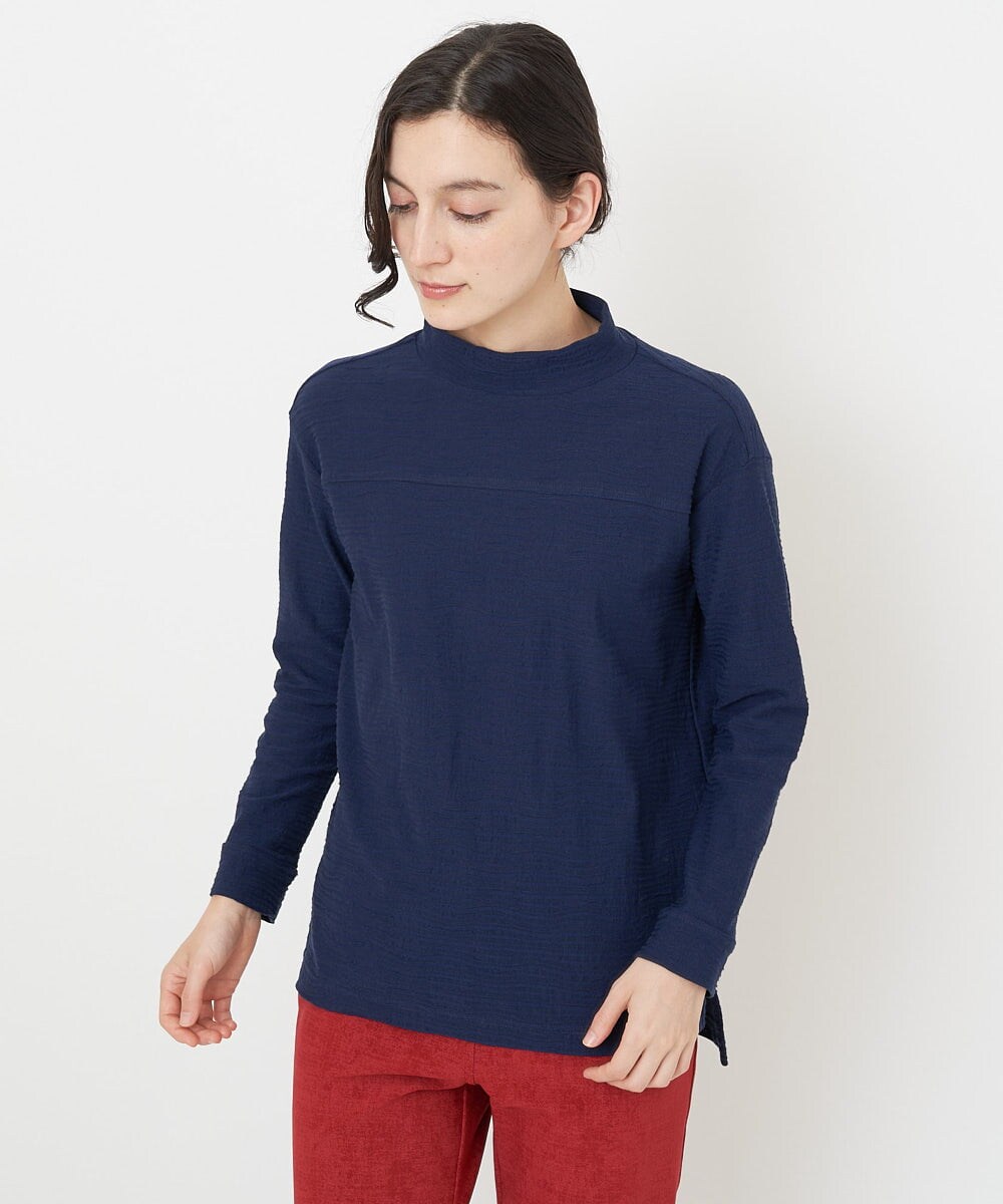 NHKJS12190 GIANNI LO GIUDICE(小さいサイズ)(メゾン ドゥ サンク) [日本製]イレギュラードットピンタックカットソー ネイビー