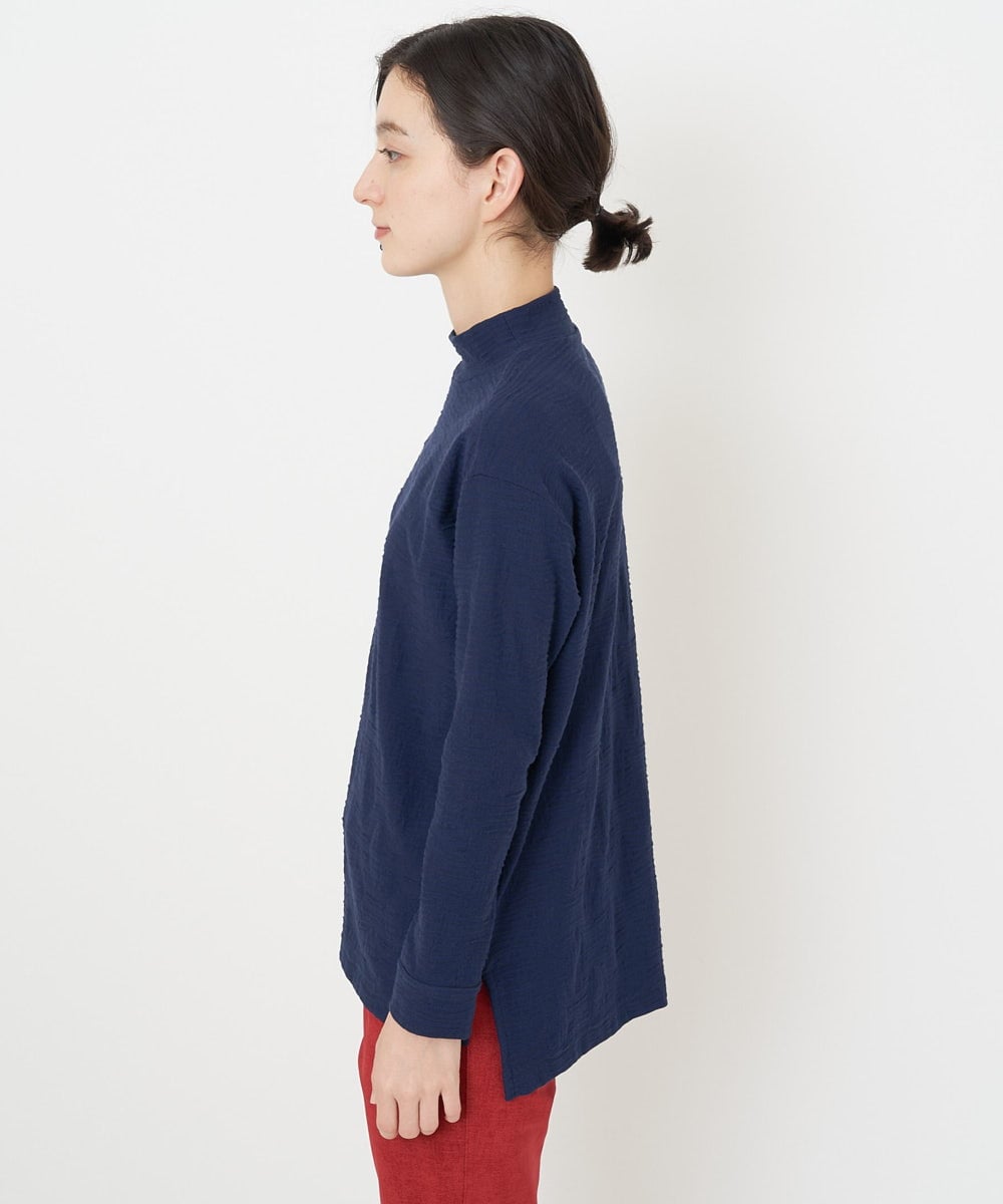 NHKJS12190 GIANNI LO GIUDICE(小さいサイズ)(メゾン ドゥ サンク) [日本製]イレギュラードットピンタックカットソー ネイビー
