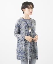 NHKJV51360 GIANNI LO GIUDICE(小さいサイズ)(メゾン ドゥ サンク) [日本製]ワンダーランドジャガードチュニック グレー系