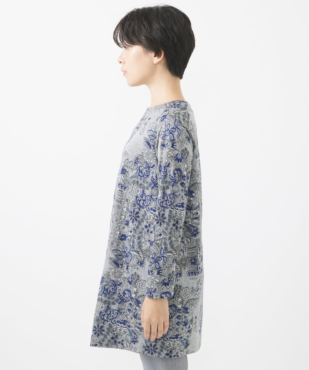 NHKJV51360 GIANNI LO GIUDICE(小さいサイズ)(メゾン ドゥ サンク) [日本製]ワンダーランドジャガードチュニック グレー系
