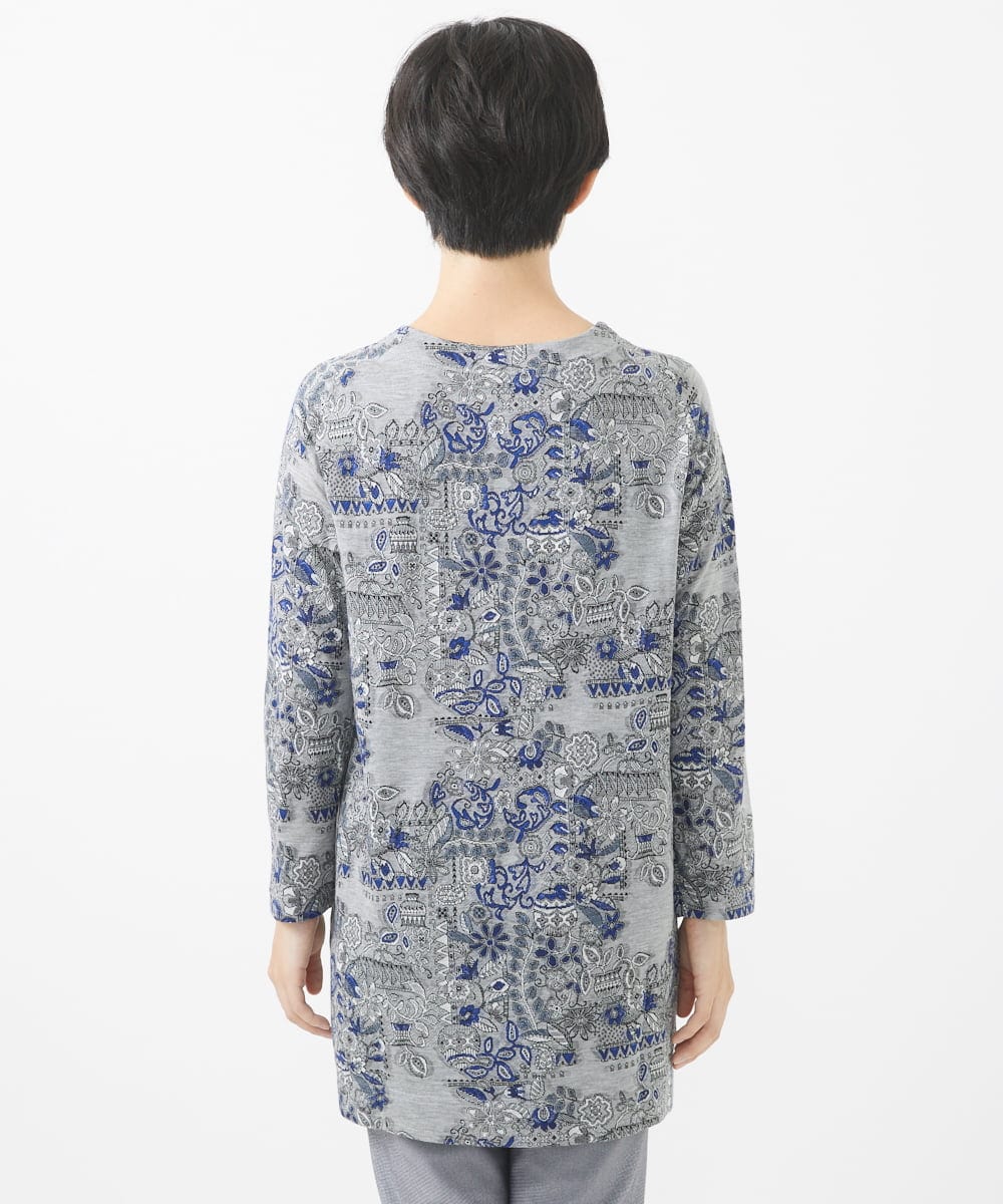 NHKJV51360 GIANNI LO GIUDICE(小さいサイズ)(メゾン ドゥ サンク) [日本製]ワンダーランドジャガードチュニック グレー系