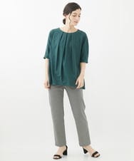 NHLAC81170 GIANNI LO GIUDICE(小さいサイズ)(メゾン ドゥ サンク) ハーフ千鳥柄ハイテンションストレッチパンツ アイボリー×ブラック