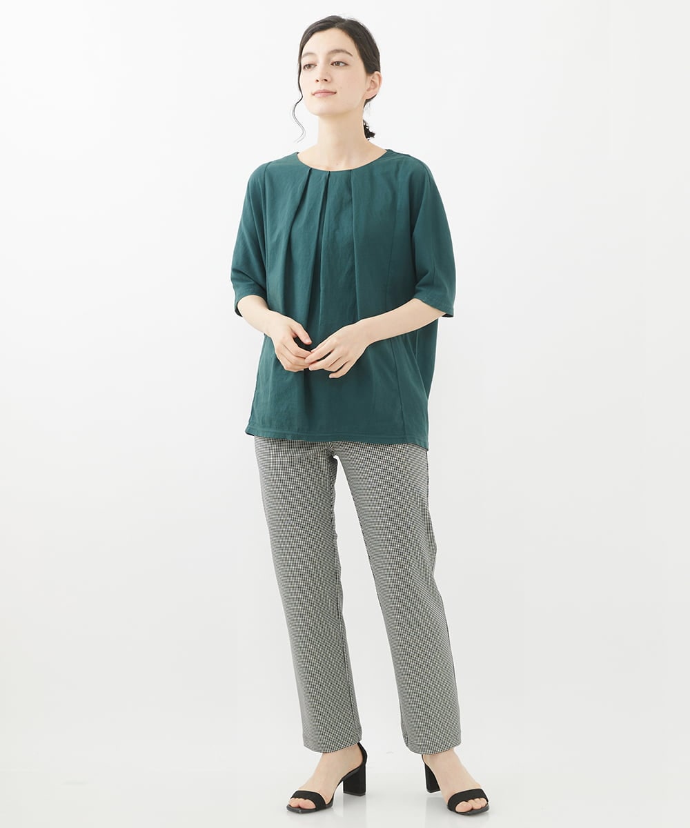 NHLAC81170 GIANNI LO GIUDICE(小さいサイズ)(メゾン ドゥ サンク) ハーフ千鳥柄ハイテンションストレッチパンツ アイボリー×ブラック