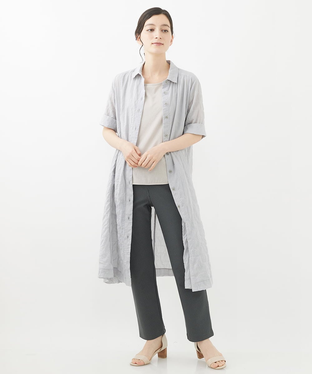 NHLAC81170 GIANNI LO GIUDICE(小さいサイズ)(メゾン ドゥ サンク) ハーフ千鳥柄ハイテンションストレッチパンツ アイボリー×ブラック