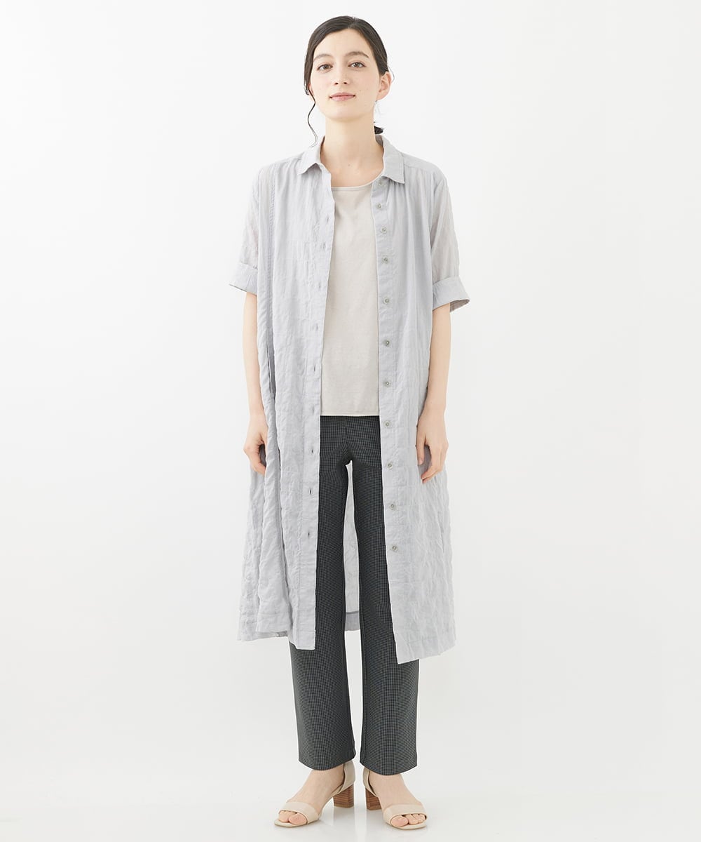 NHLAC81170 GIANNI LO GIUDICE(小さいサイズ)(メゾン ドゥ サンク) ハーフ千鳥柄ハイテンションストレッチパンツ アイボリー×ブラック
