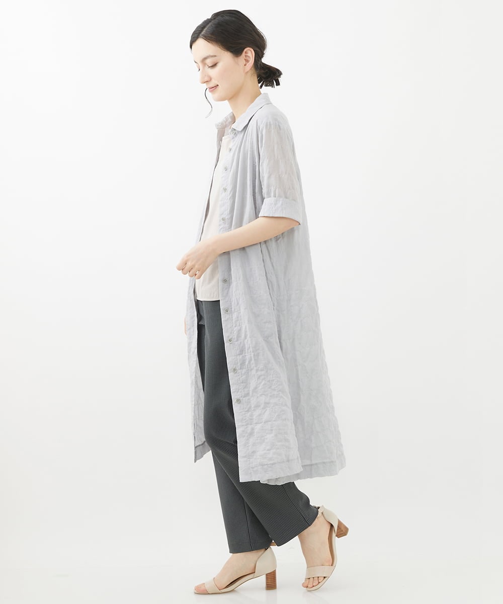 NHLAC81170 GIANNI LO GIUDICE(小さいサイズ)(メゾン ドゥ サンク) ハーフ千鳥柄ハイテンションストレッチパンツ アイボリー×ブラック