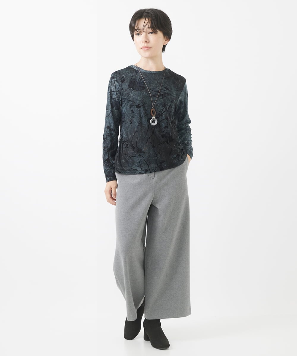 NHLAC84190 GIANNI LO GIUDICE(小さいサイズ)(メゾン ドゥ サンク) [6色展開]両面起毛2WAYストレッチワイドストレートパンツ ライトグレー