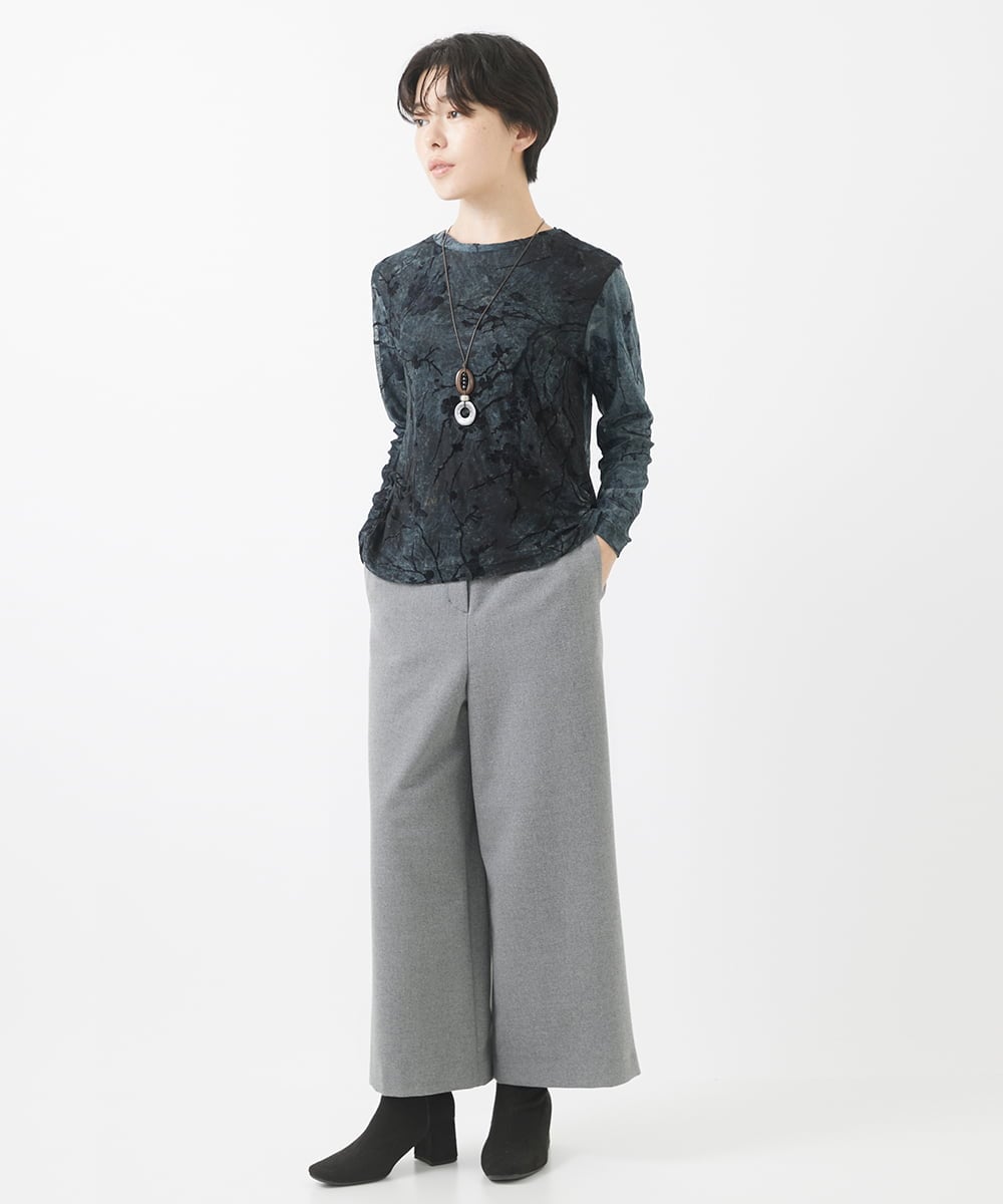 NHLAC84190 GIANNI LO GIUDICE(小さいサイズ)(メゾン ドゥ サンク) [6色展開]両面起毛2WAYストレッチワイドストレートパンツ ライトグレー