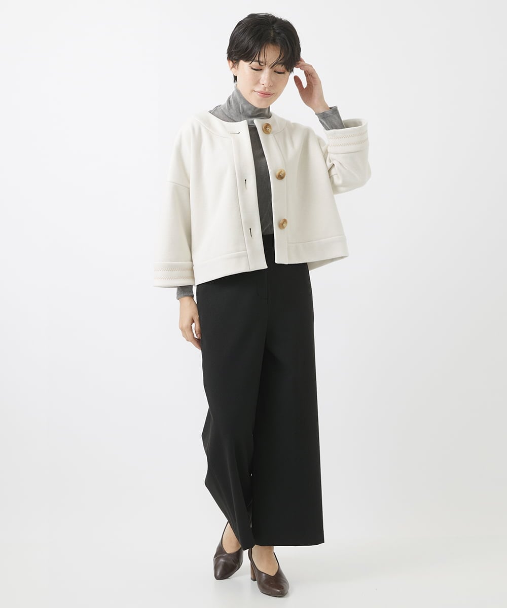 NHLAC84190 GIANNI LO GIUDICE(小さいサイズ)(メゾン ドゥ サンク) [6色展開]両面起毛2WAYストレッチワイドストレートパンツ ライトグレー