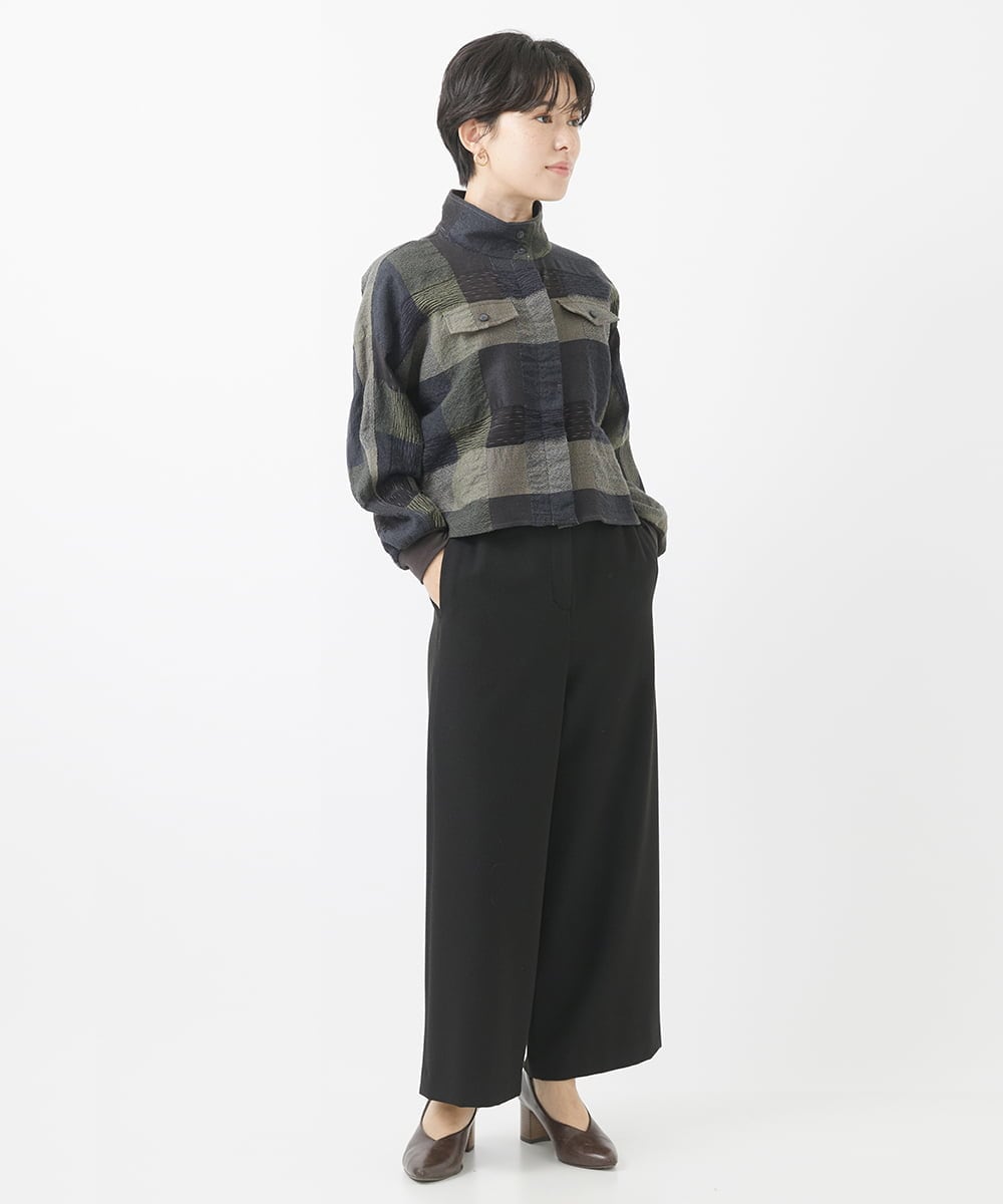 NHLAC84190 GIANNI LO GIUDICE(小さいサイズ)(メゾン ドゥ サンク) [6色展開]両面起毛2WAYストレッチワイドストレートパンツ ライトグレー