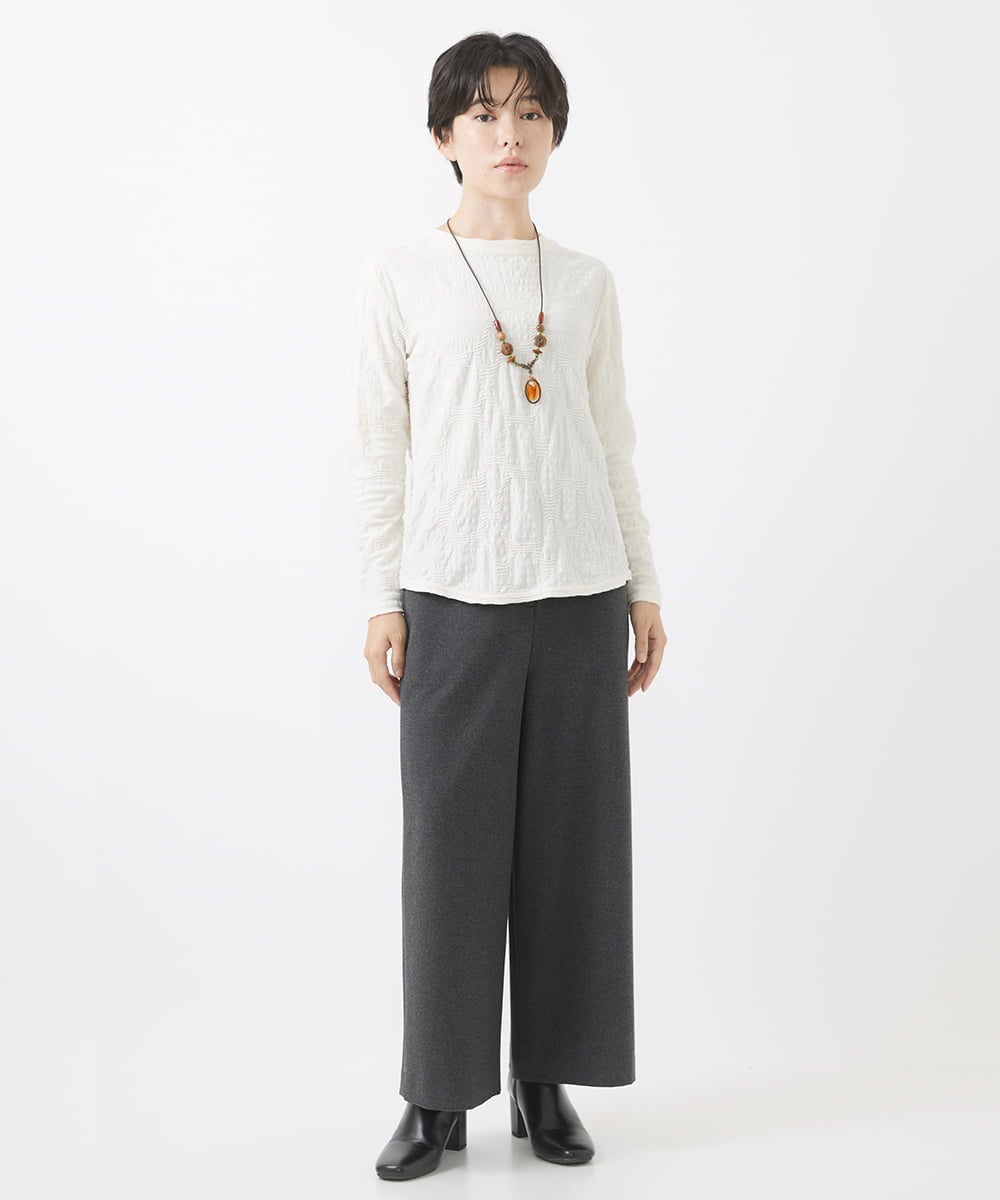 NHLAC84190 GIANNI LO GIUDICE(小さいサイズ)(メゾン ドゥ サンク) [6色展開]両面起毛2WAYストレッチワイドストレートパンツ ライトグレー