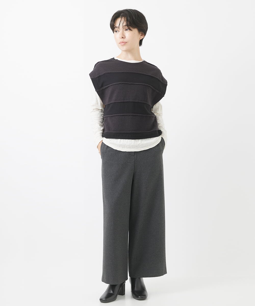 NHLAC84190 GIANNI LO GIUDICE(小さいサイズ)(メゾン ドゥ サンク) [6色展開]両面起毛2WAYストレッチワイドストレートパンツ ライトグレー