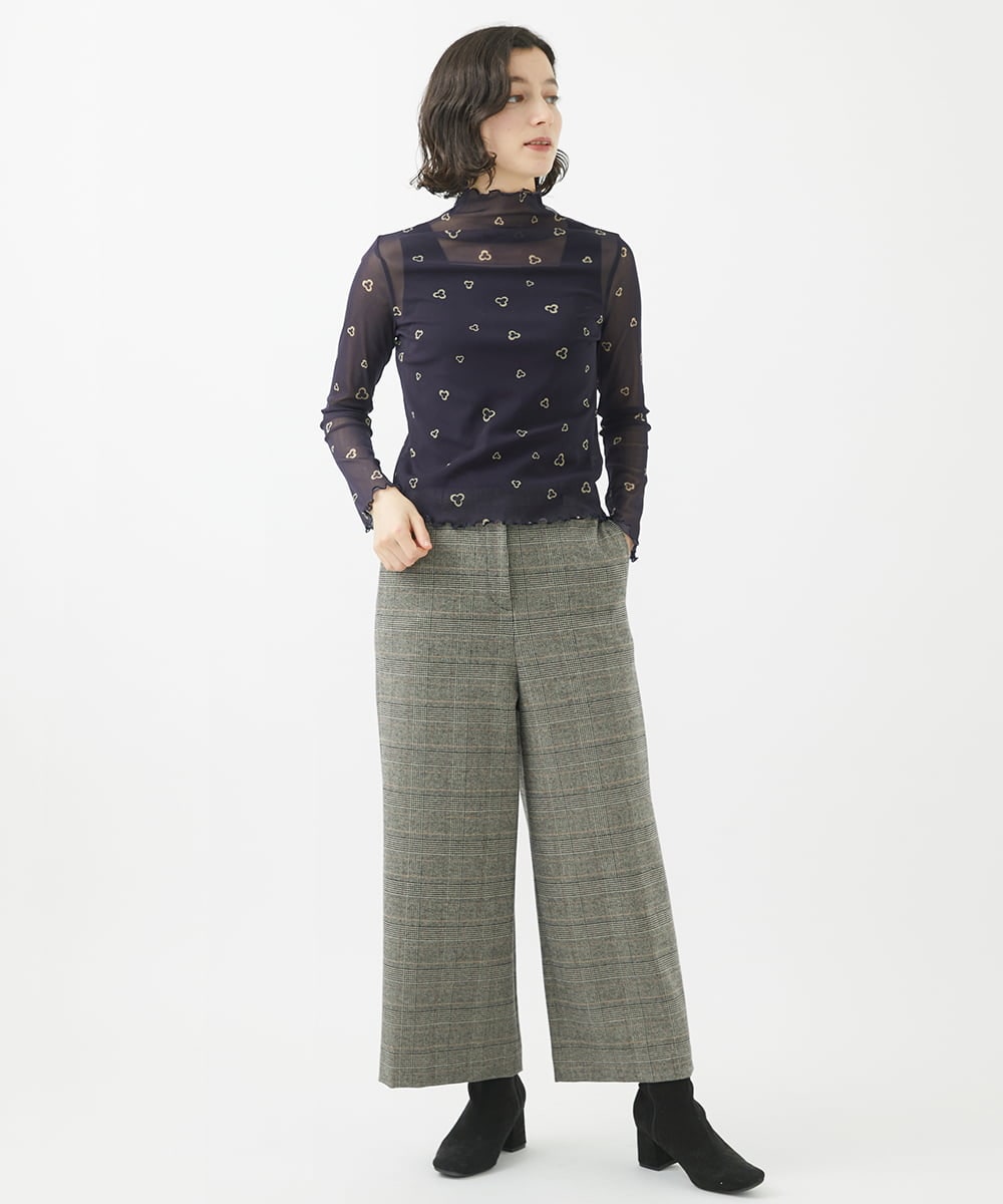 NHLAC87230 GIANNI LO GIUDICE(小さいサイズ)(メゾン ドゥ サンク) 起毛チェックワイドストレートパンツ グレー系