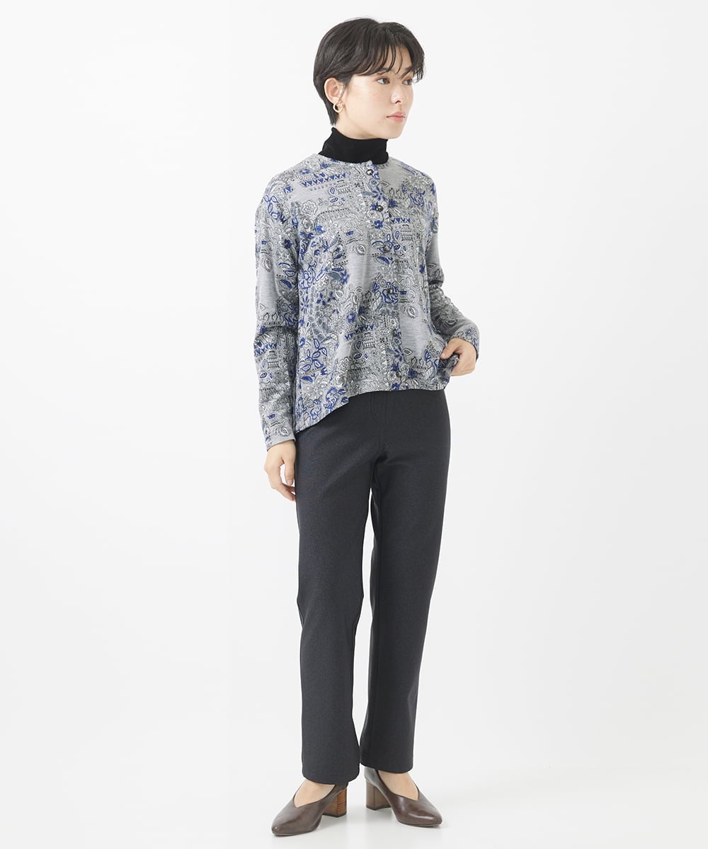 NHLAC88170 GIANNI LO GIUDICE(小さいサイズ)(メゾン ドゥ サンク) ヘリンボーン柄ハイテンションストレッチパンツ グレー