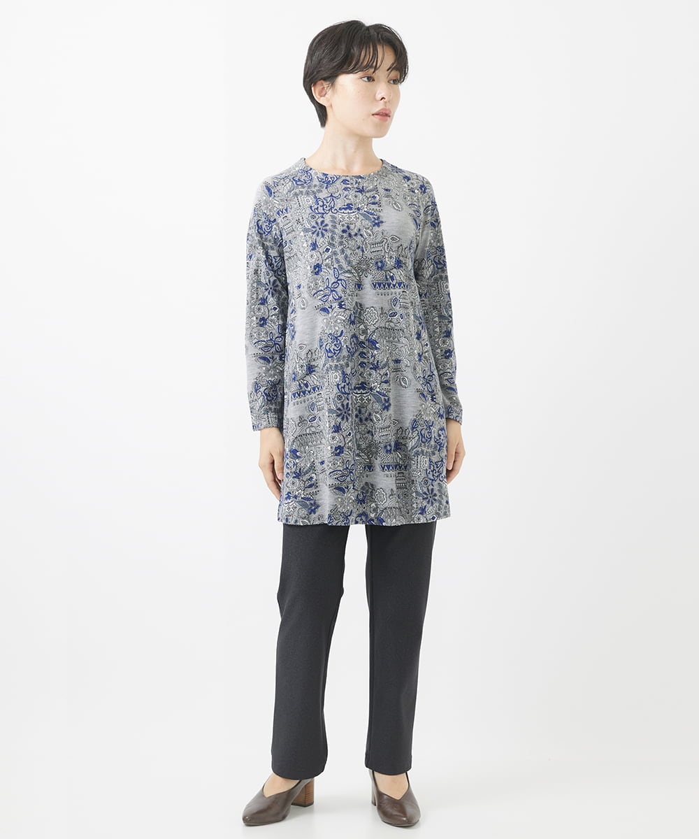 NHLAC88170 GIANNI LO GIUDICE(小さいサイズ)(メゾン ドゥ サンク) ヘリンボーン柄ハイテンションストレッチパンツ グレー