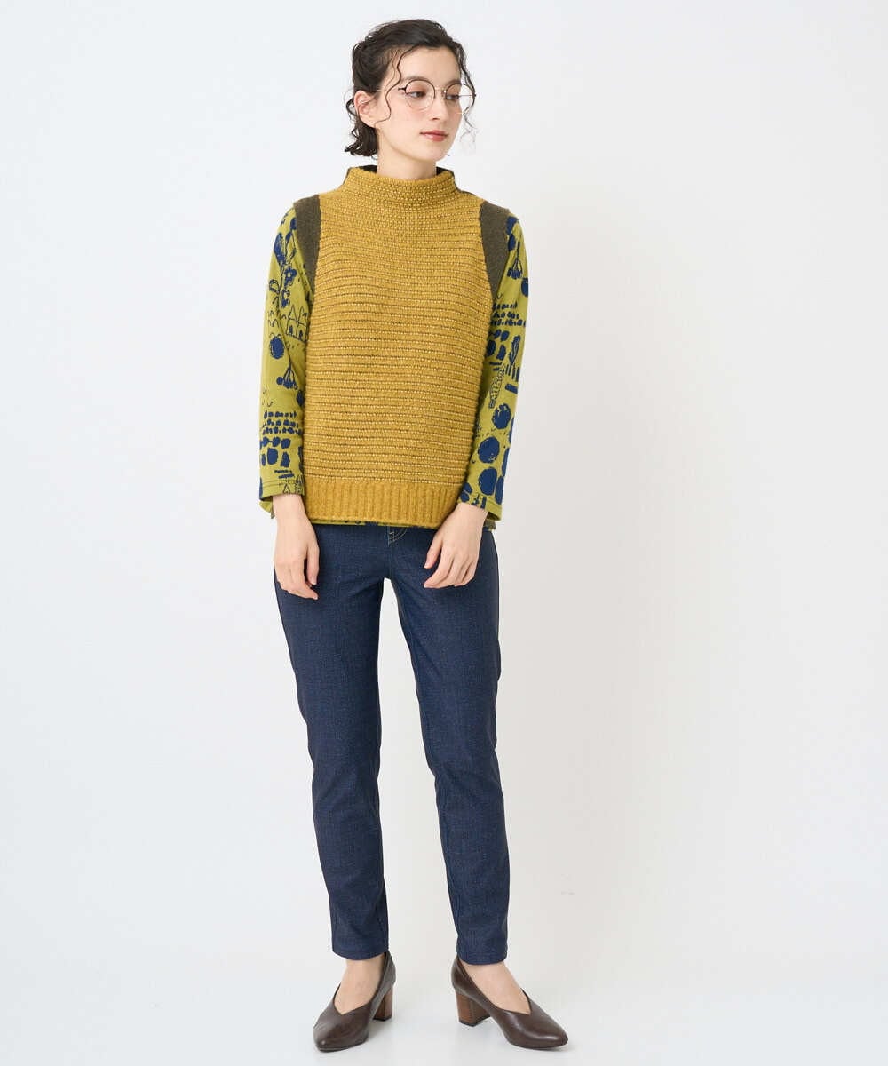 NHLAE13250 GIANNI LO GIUDICE(小さいサイズ)(メゾン ドゥ サンク) [リバーシブル]デニムリバーツイードプリントパンツ ネイビー