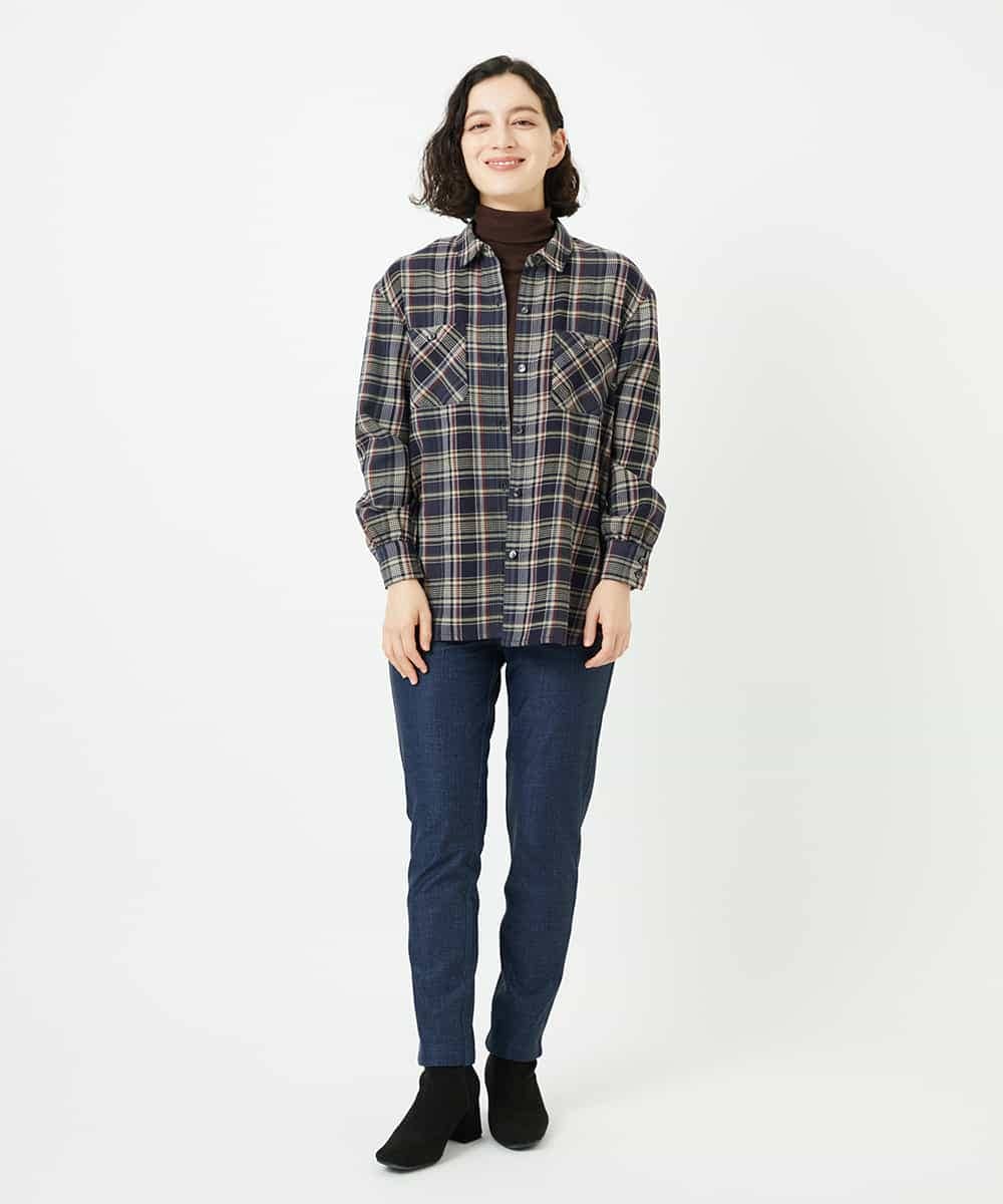 NHLAE13250 GIANNI LO GIUDICE(小さいサイズ)(メゾン ドゥ サンク) [リバーシブル]デニムリバーツイードプリントパンツ ネイビー