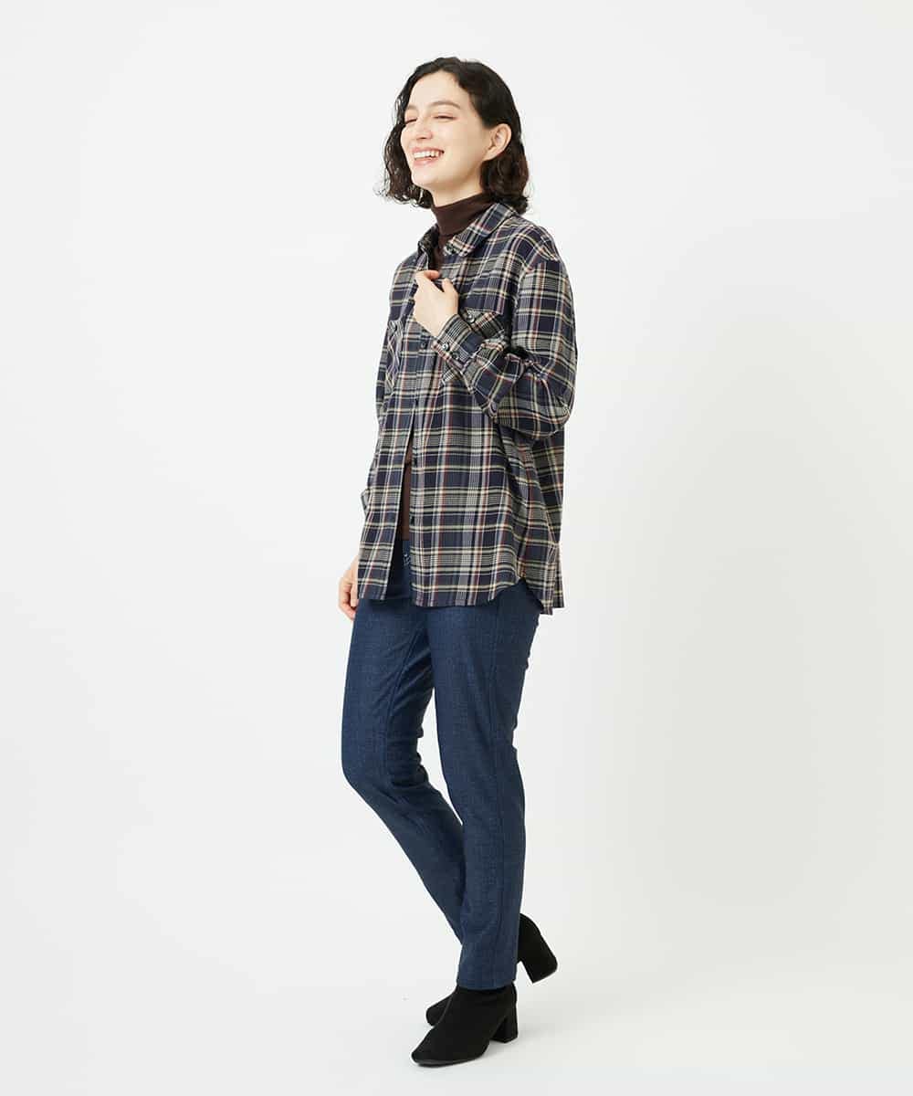 NHLAE13250 GIANNI LO GIUDICE(小さいサイズ)(メゾン ドゥ サンク) [リバーシブル]デニムリバーツイードプリントパンツ ネイビー