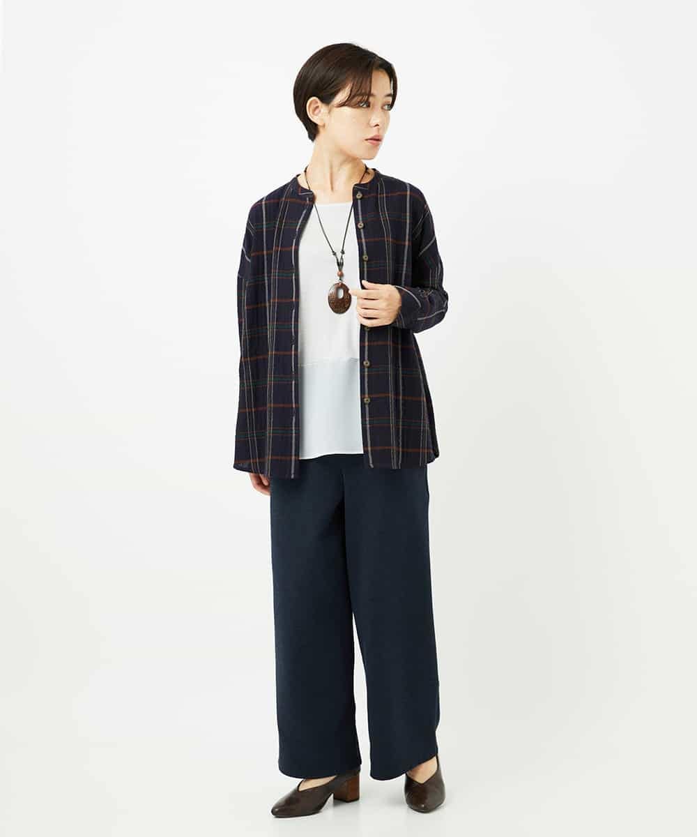 NHLAF81210 GIANNI LO GIUDICE(小さいサイズ)(メゾン ドゥ サンク) デニムジャージーセミワイドパンツ ネイビー