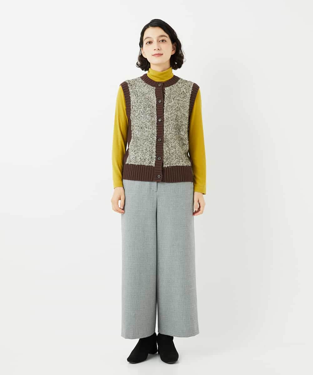 NHLAF84230 GIANNI LO GIUDICE(小さいサイズ)(メゾン ドゥ サンク) ガンクラブチェックワイドストレートパンツ グレー