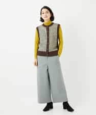 NHLAF84230 GIANNI LO GIUDICE(小さいサイズ)(メゾン ドゥ サンク) ガンクラブチェックワイドストレートパンツ グレー