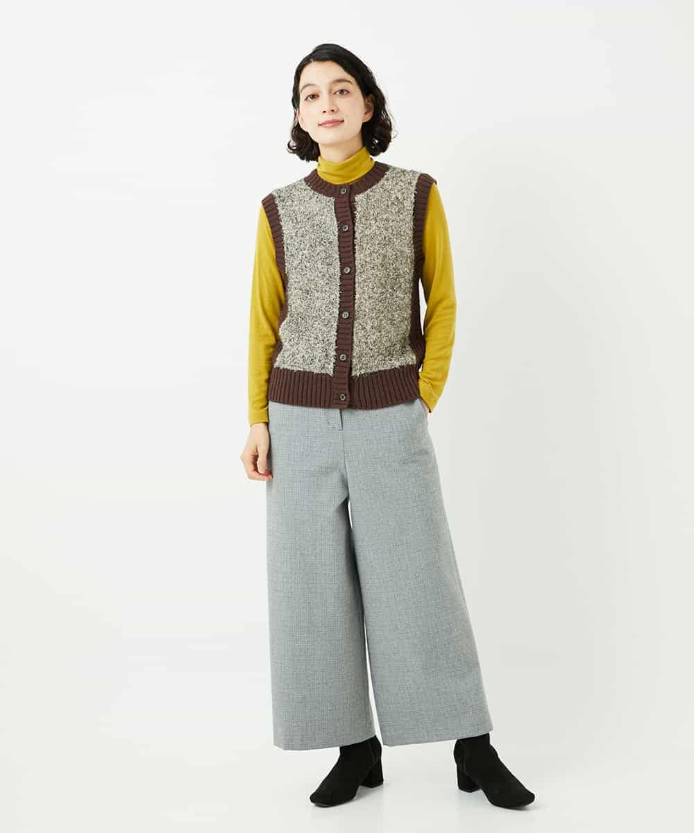 NHLAF84230 GIANNI LO GIUDICE(小さいサイズ)(メゾン ドゥ サンク) ガンクラブチェックワイドストレートパンツ グレー