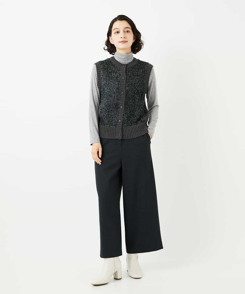 NHLAF84230 GIANNI LO GIUDICE(小さいサイズ)(メゾン ドゥ サンク) ガンクラブチェックワイドストレートパンツ グレー