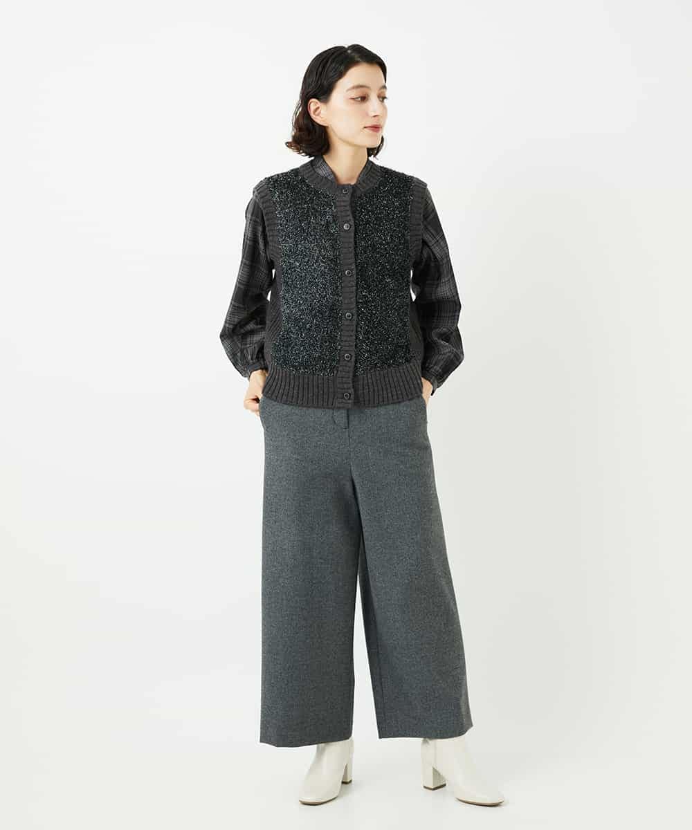 NHLAF86230 GIANNI LO GIUDICE(小さいサイズ)(メゾン ドゥ サンク) 両面起毛ワイドストレートパンツ アイボリー