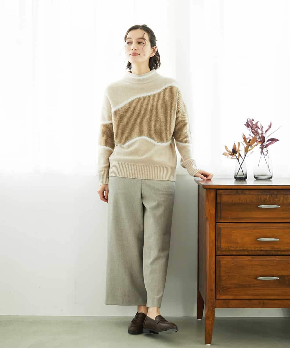 NHLAF86230 GIANNI LO GIUDICE(小さいサイズ)(メゾン ドゥ サンク) 両面起毛ワイドストレートパンツ アイボリー